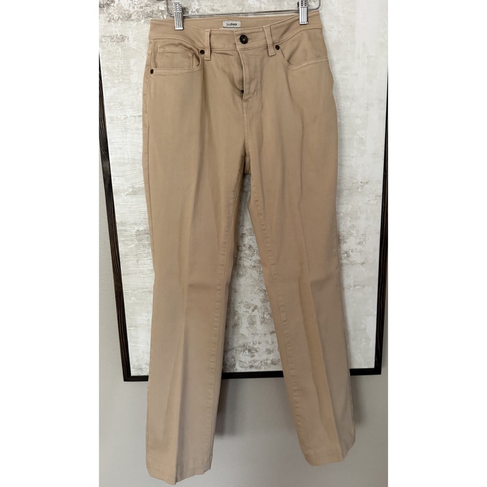 LL Bean Classic Fit Straight Leg Jeans Denim Pant Sz 4R Dark Khaki  Solid Color